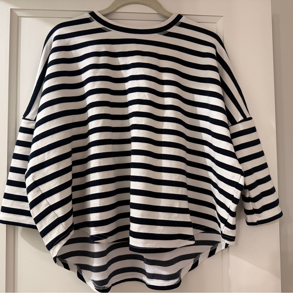 Pomander Place Navy (or black?) and White Striped Top